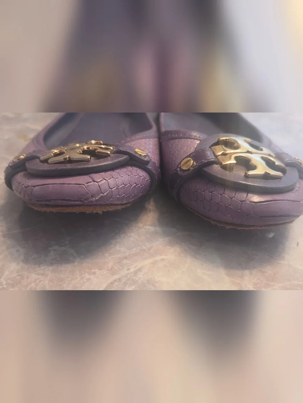 Tory Burch Purple Logo Ballet Flats